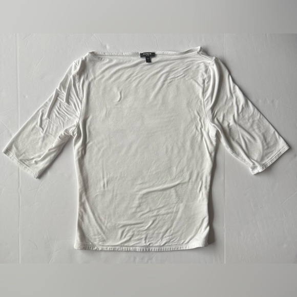 Express Supersoft Fitted Boat Neck Elbow Sleeve Tee White Size S - Picture 1 of 9